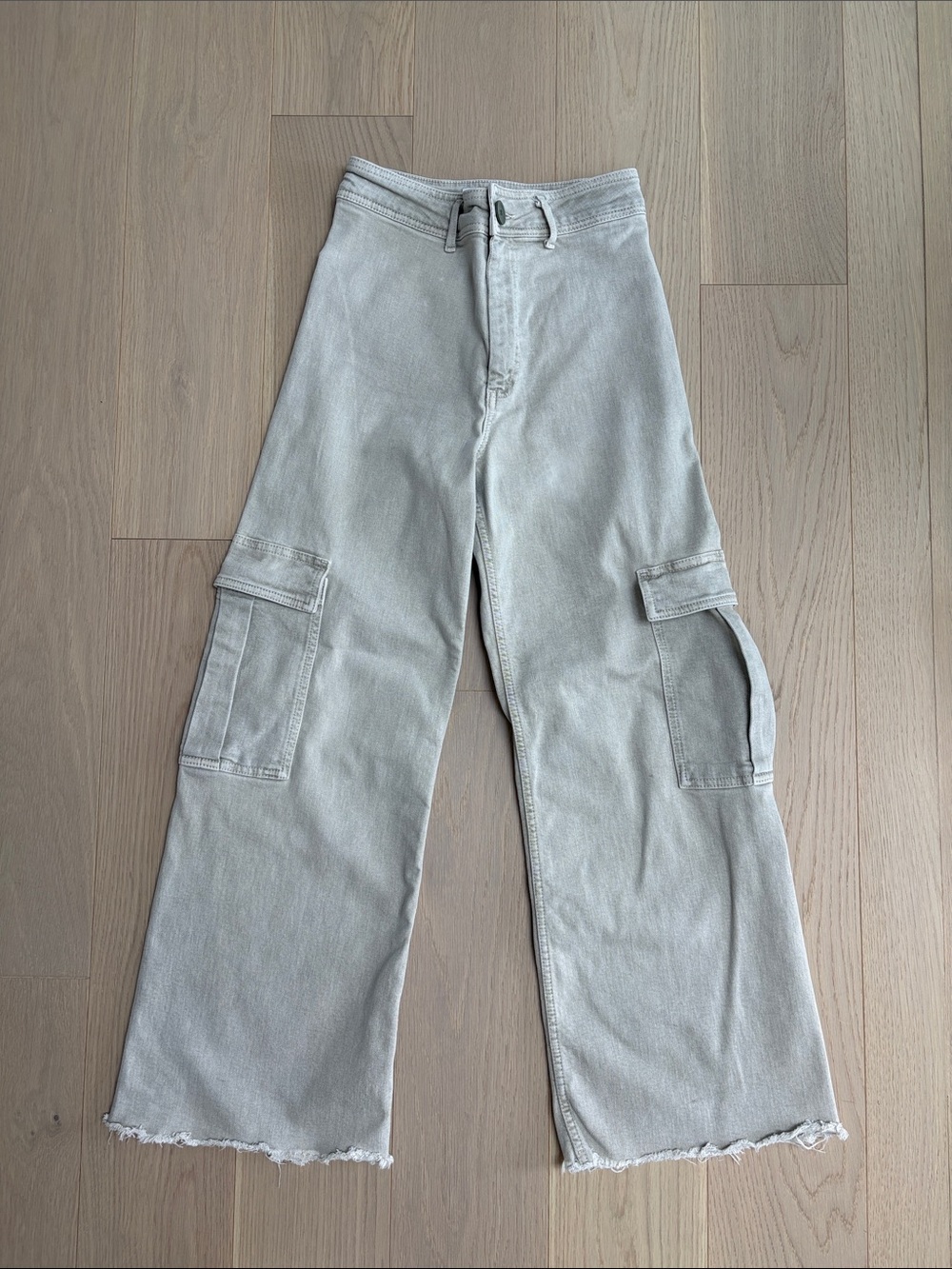 Zara Beige Wide Leg Jeans Denim Cargo
